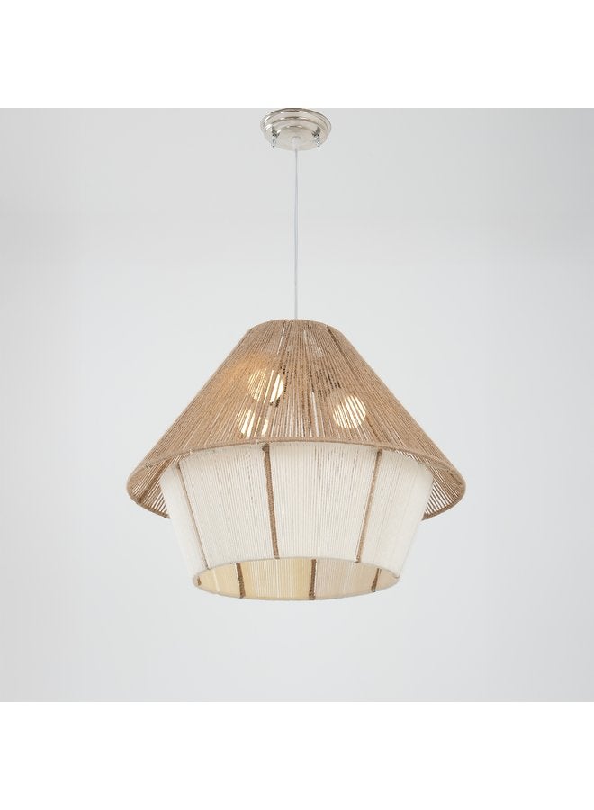 تبس هوم لمب نجفة TBS باللون اوف وايت× بيج مصنوعة من خيوط خيش لإضاءة المنزل والديكور - Image 1